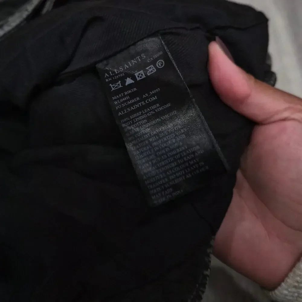 All Saint Distressed Black Sheep Leather Jacket Size XS